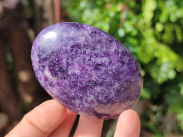 Polished Lepidolite With Pink Rubellite Palm Stones x 12 From Ambatondrazaka, Madagascar
