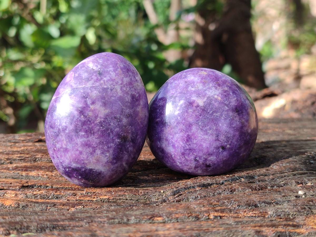 Polished Lepidolite With Pink Rubellite Palm Stones x 12 From Ambatondrazaka, Madagascar - Toprock Gemstones and Minerals 