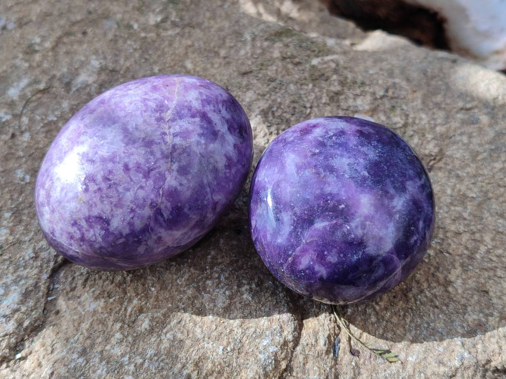 Polished Lepidolite With Pink Rubellite Palm Stones x 12 From Ambatondrazaka, Madagascar - Toprock Gemstones and Minerals 