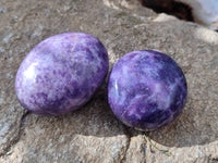 Polished Lepidolite With Pink Rubellite Palm Stones x 12 From Ambatondrazaka, Madagascar