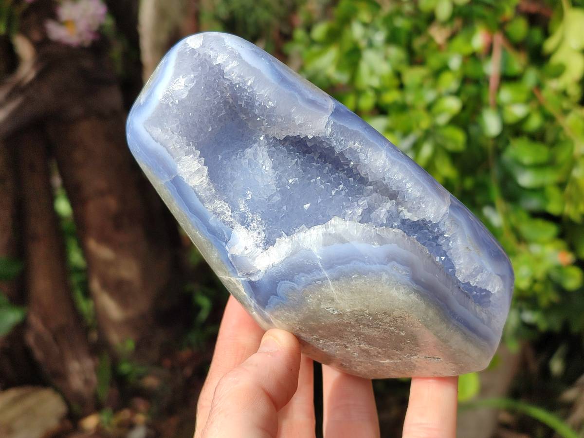 Polished Blue Lace Agate Standing Free Forms x 2 From Nsanje, Malawi - Toprock Gemstones and Minerals 