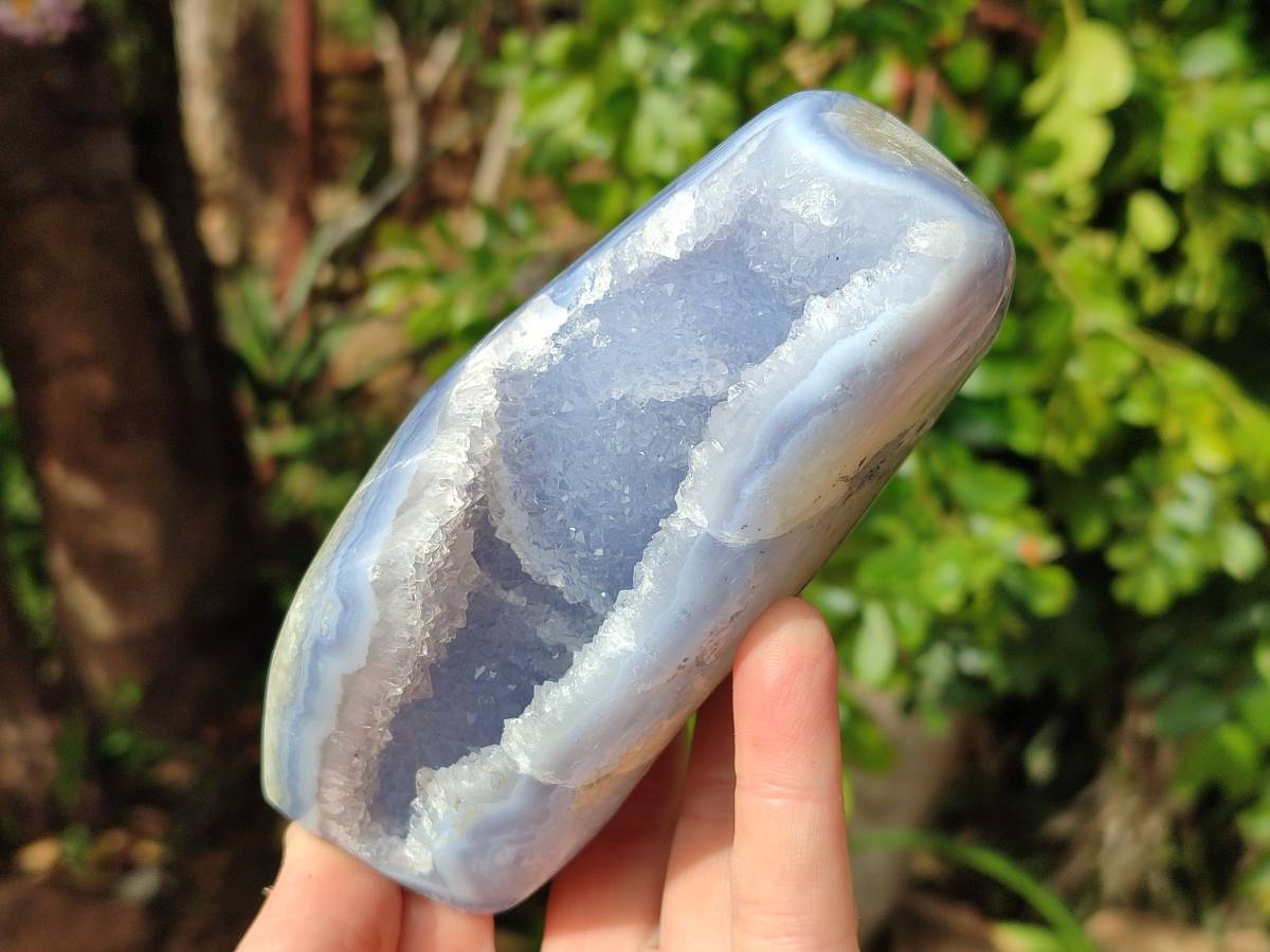 Polished Blue Lace Agate Standing Free Forms x 2 From Nsanje, Malawi - Toprock Gemstones and Minerals 
