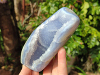 Polished Blue Lace Agate Standing Free Forms x 2 From Nsanje, Malawi