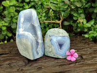 Polished Blue Lace Agate Standing Free Forms x 2 From Nsanje, Malawi