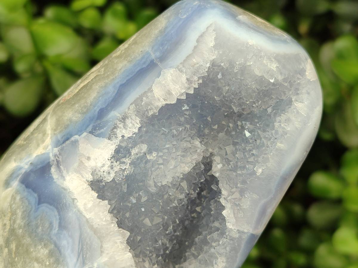Polished Blue Lace Agate Standing Free Forms x 2 From Nsanje, Malawi - Toprock Gemstones and Minerals 