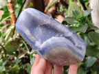 Polished Blue Lace Agate Standing Free Forms x 2 From Nsanje, Malawi - Toprock Gemstones and Minerals 