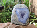 Polished Blue Lace Agate Standing Free Forms x 2 From Nsanje, Malawi - Toprock Gemstones and Minerals 