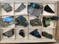 Polished On One Side Labradorite x 12 From Tulear, Madagascar