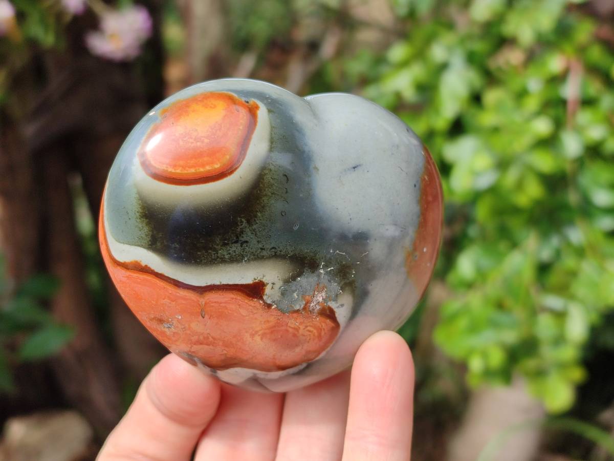 Polished Polychrome Jasper Hearts x 6 From NW Coast, Madagascar - Toprock Gemstones and Minerals 