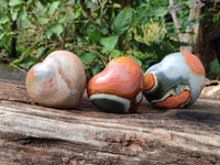 Polished Polychrome Jasper Hearts x 6 From NW Coast, Madagascar