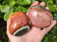 Polished Polychrome Jasper Hearts x 6 From NW Coast, Madagascar
