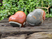 Polished Polychrome Jasper Hearts x 6 From NW Coast, Madagascar