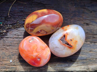 Polished Carnelian Agate Gemstone Palm Stones x 12 From Madagascar