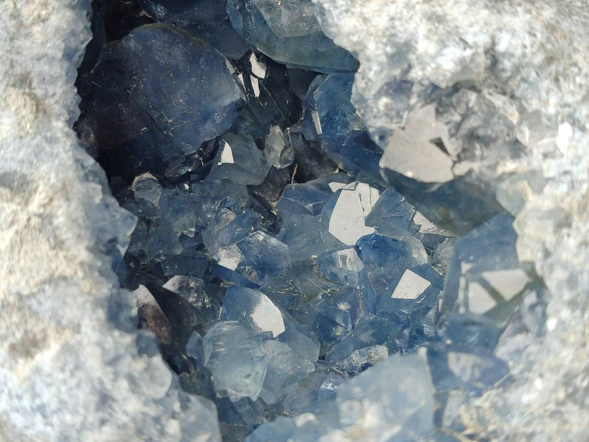 Natural Blue Celestite Geode Specimen x 1 From Sakoany, - Toprock Gemstones and Minerals 