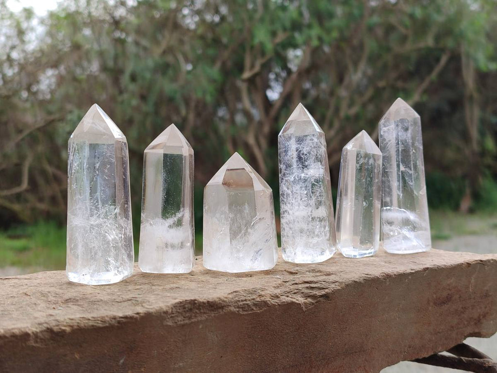 Polished Clear Quartz Crystals x 12 From Madagascar - Toprock Gemstones and Minerals 