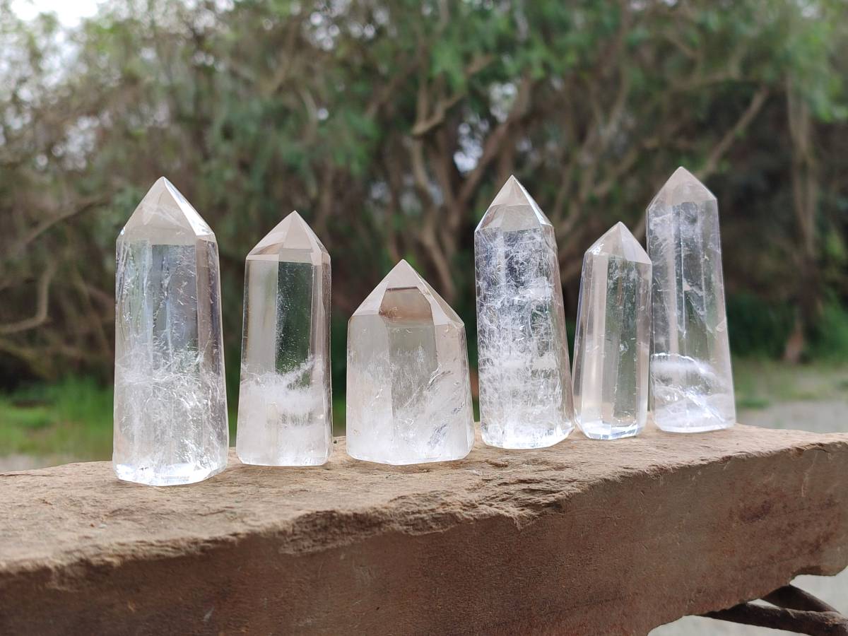 Polished Clear Quartz Crystals x 12 From Madagascar - Toprock Gemstones and Minerals 