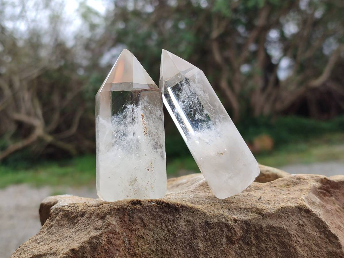 Polished Clear Quartz Crystals x 12 From Madagascar - Toprock Gemstones and Minerals 