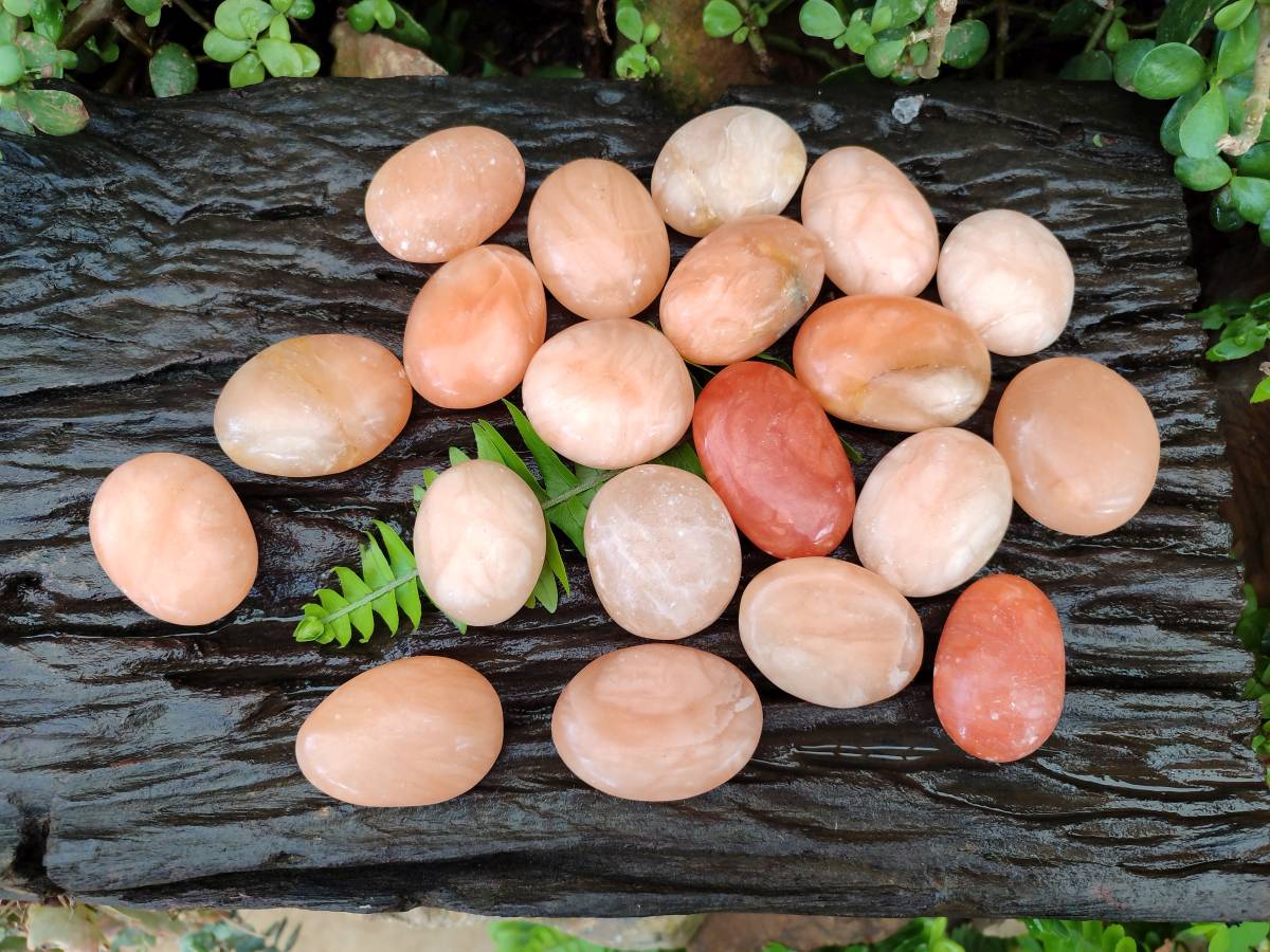 Polished Orange Twist Calcite Palm Stones x 20 From Maevantanana, Madagascar - Toprock Gemstones and Minerals 