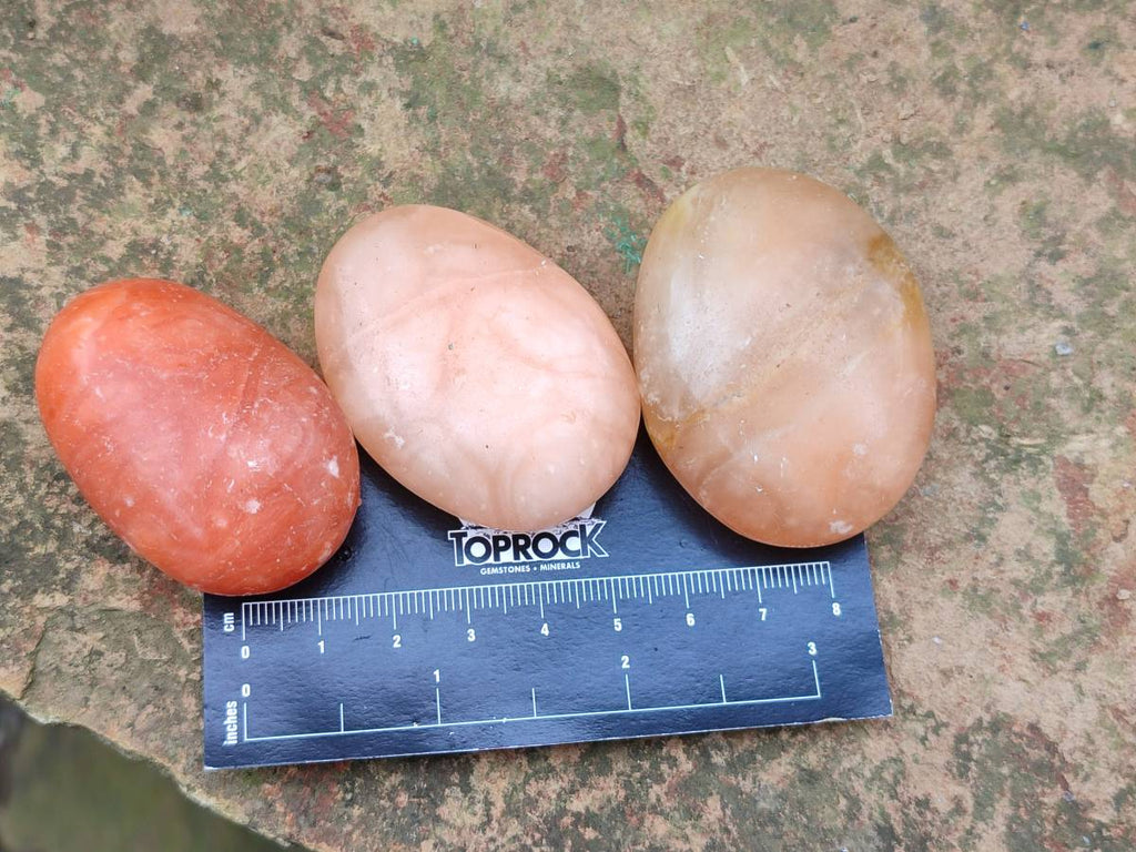 Polished Orange Twist Calcite Palm Stones x 20 From Maevantanana, Madagascar - Toprock Gemstones and Minerals 