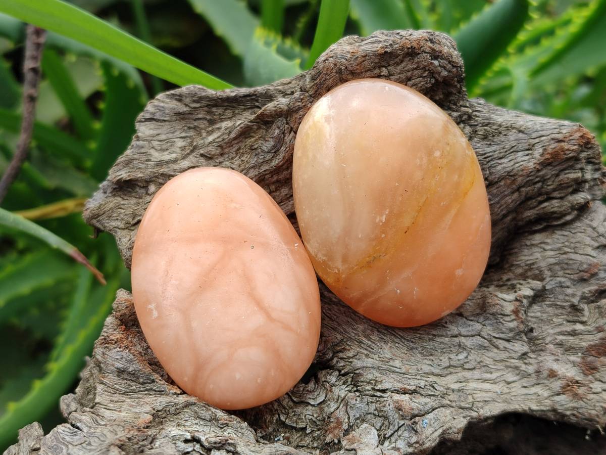 Polished Orange Twist Calcite Palm Stones x 20 From Maevantanana, Madagascar - Toprock Gemstones and Minerals 