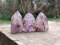 Polished Window Amethyst Quartz Points x 12 From Akansobe, Madagascar