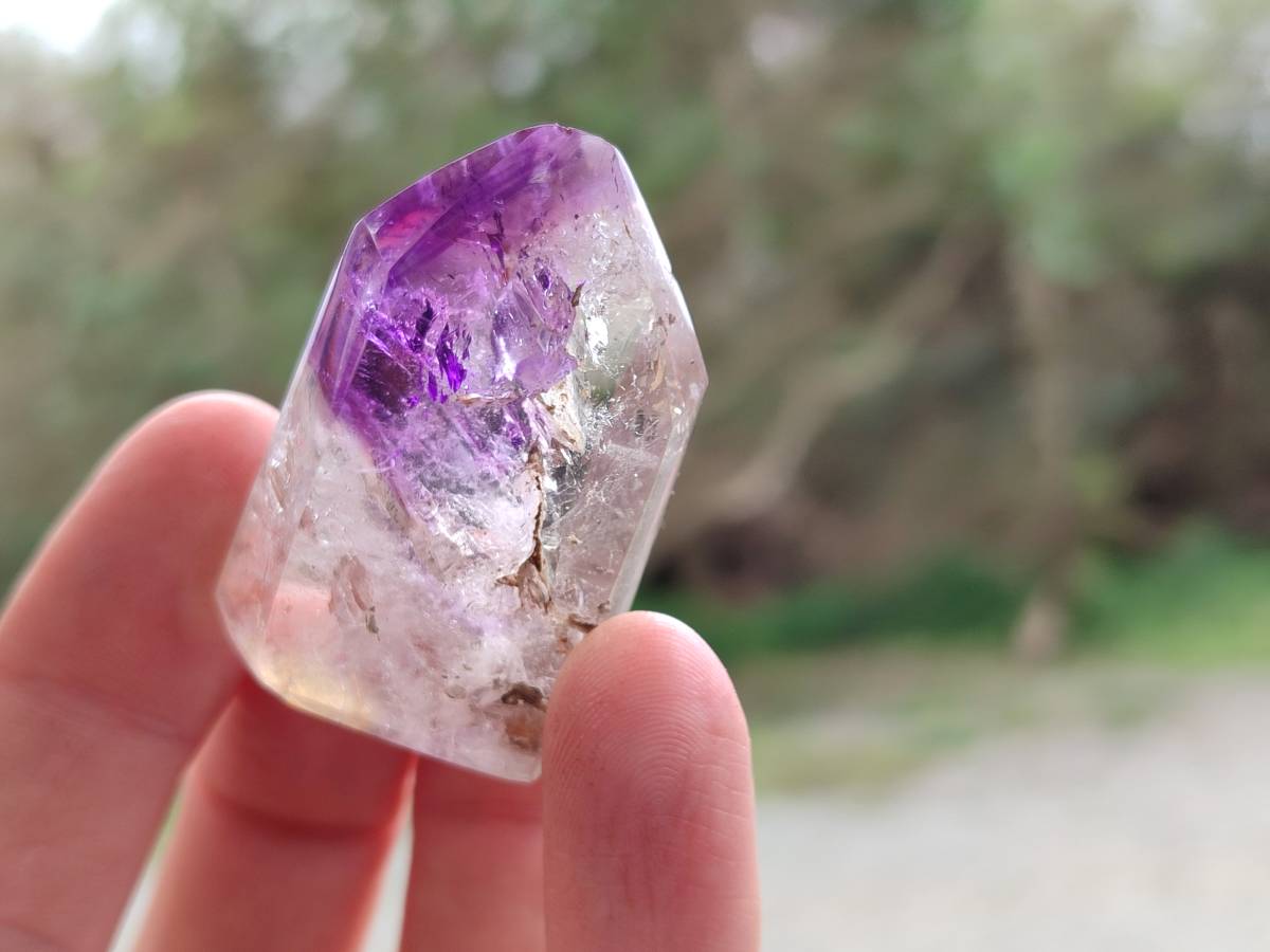 Polished Window Amethyst Quartz Points x 12 From Akansobe, Madagascar - Toprock Gemstones and Minerals 