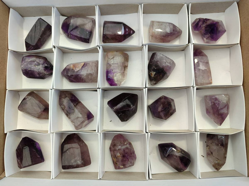 Polished Window Amethyst Quartz Points x 12 From Akansobe, Madagascar - Toprock Gemstones and Minerals 