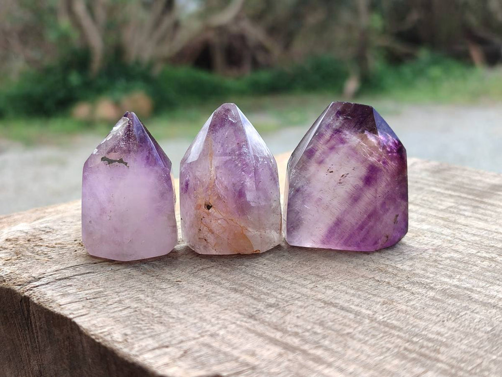 Polished Window Amethyst Quartz Points x 12 From Akansobe, Madagascar - Toprock Gemstones and Minerals 