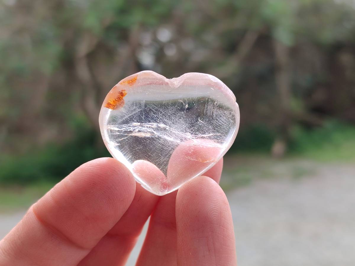 Polished Rock Crystal & Girasol Mini Hearts x 20 From Madagascar - Toprock Gemstones and Minerals 