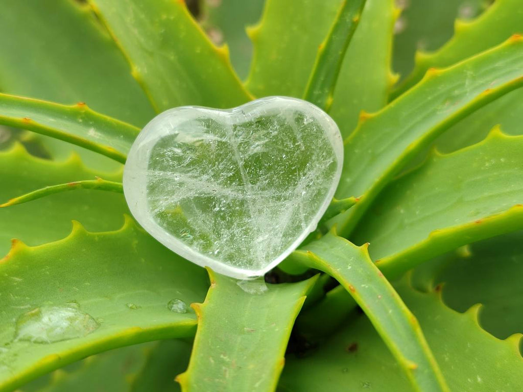 Polished Rock Crystal & Girasol Mini Hearts x 20 From Madagascar - Toprock Gemstones and Minerals 