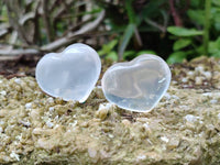 Polished Rock Crystal & Girasol Mini Hearts x 20 From Madagascar