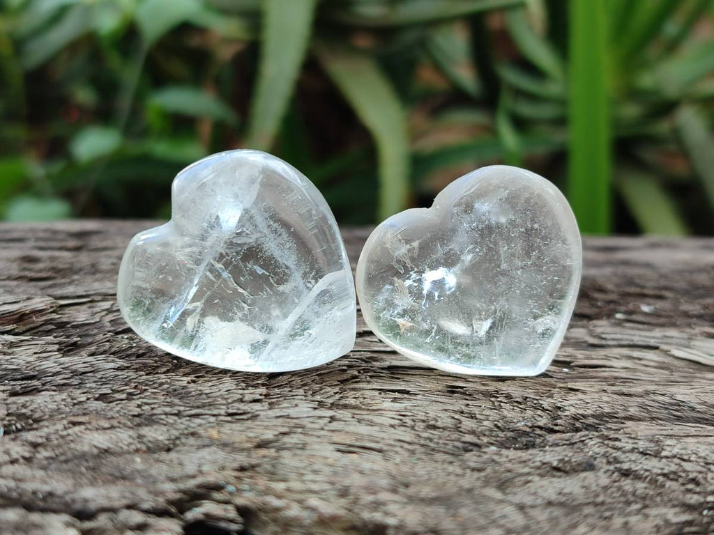 Polished Rock Crystal & Girasol Mini Hearts x 20 From Madagascar - Toprock Gemstones and Minerals 