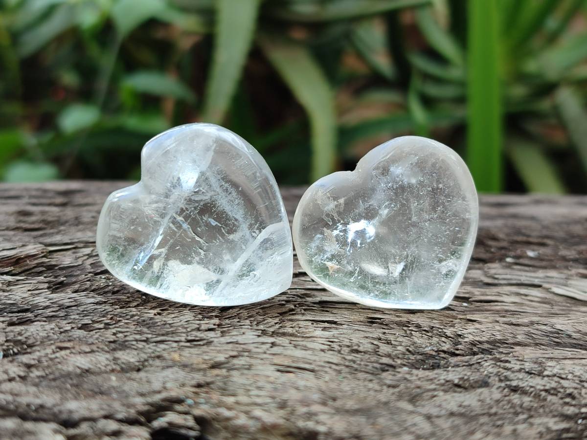 Polished Rock Crystal & Girasol Mini Hearts x 20 From Madagascar - Toprock Gemstones and Minerals 