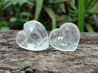 Polished Rock Crystal & Girasol Mini Hearts x 20 From Madagascar