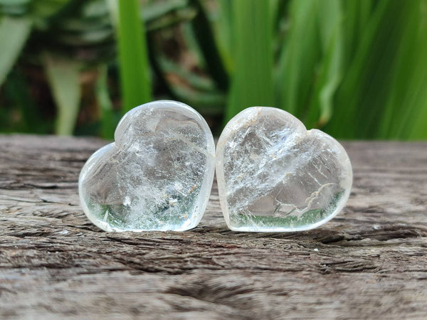 Polished Rock Crystal & Girasol Mini Hearts x 20 From Madagascar