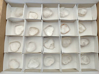 Polished Rock Crystal & Girasol Mini Hearts x 20 From Madagascar