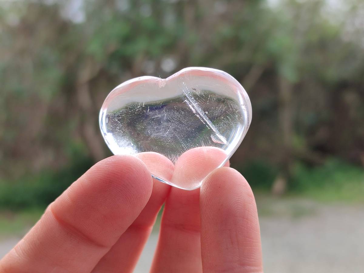 Polished Rock Crystal & Girasol Mini Hearts x 20 From Madagascar - Toprock Gemstones and Minerals 