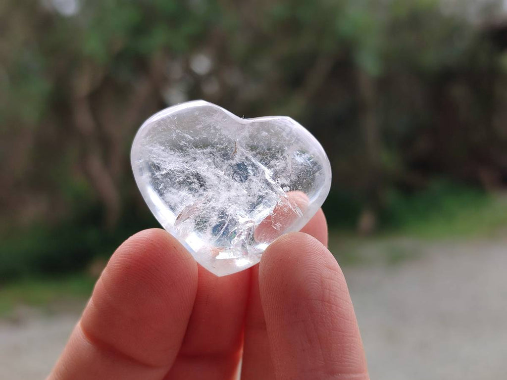 Polished Rock Crystal & Girasol Mini Hearts x 20 From Madagascar - Toprock Gemstones and Minerals 