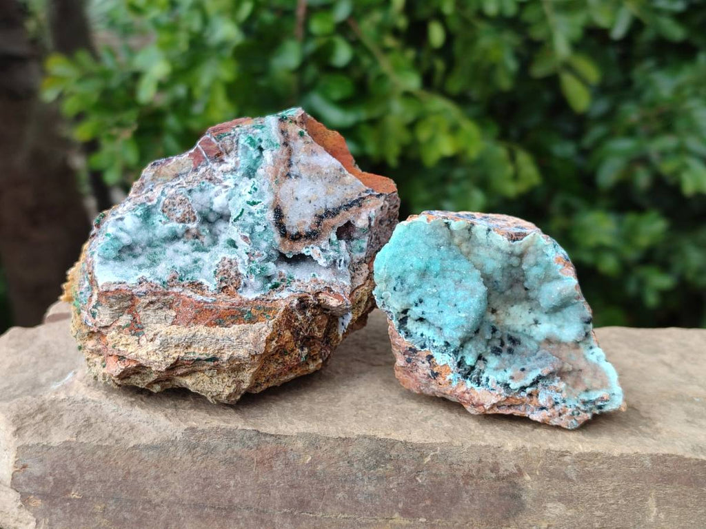 Natural Drusy Coated Chrysocolla Specimens x 6 From Lupoto Mine, Congo - Toprock Gemstones and Minerals 