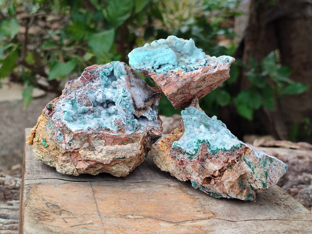 Natural Drusy Coated Chrysocolla Specimens x 6 From Lupoto Mine, Congo - Toprock Gemstones and Minerals 