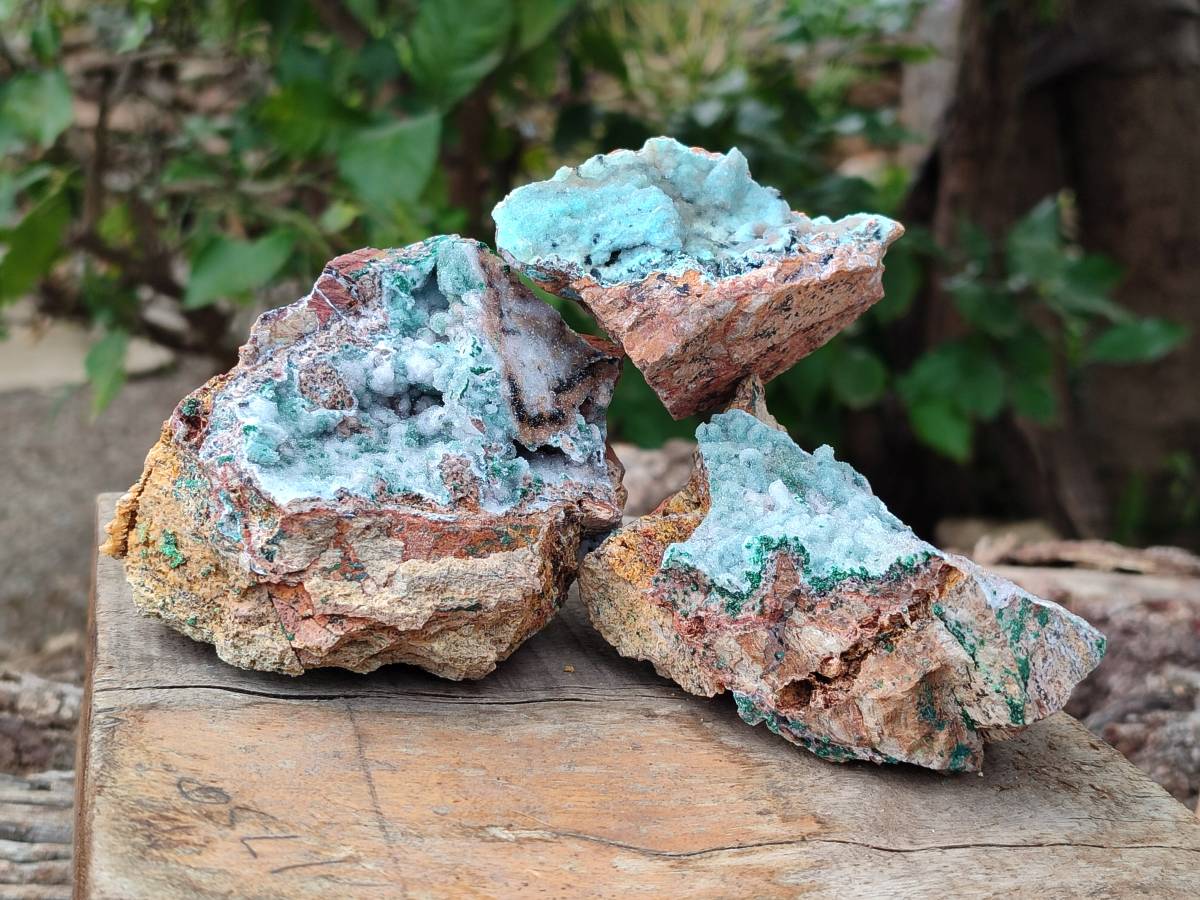 Natural Drusy Coated Chrysocolla Specimens x 6 From Lupoto Mine, Congo - Toprock Gemstones and Minerals 