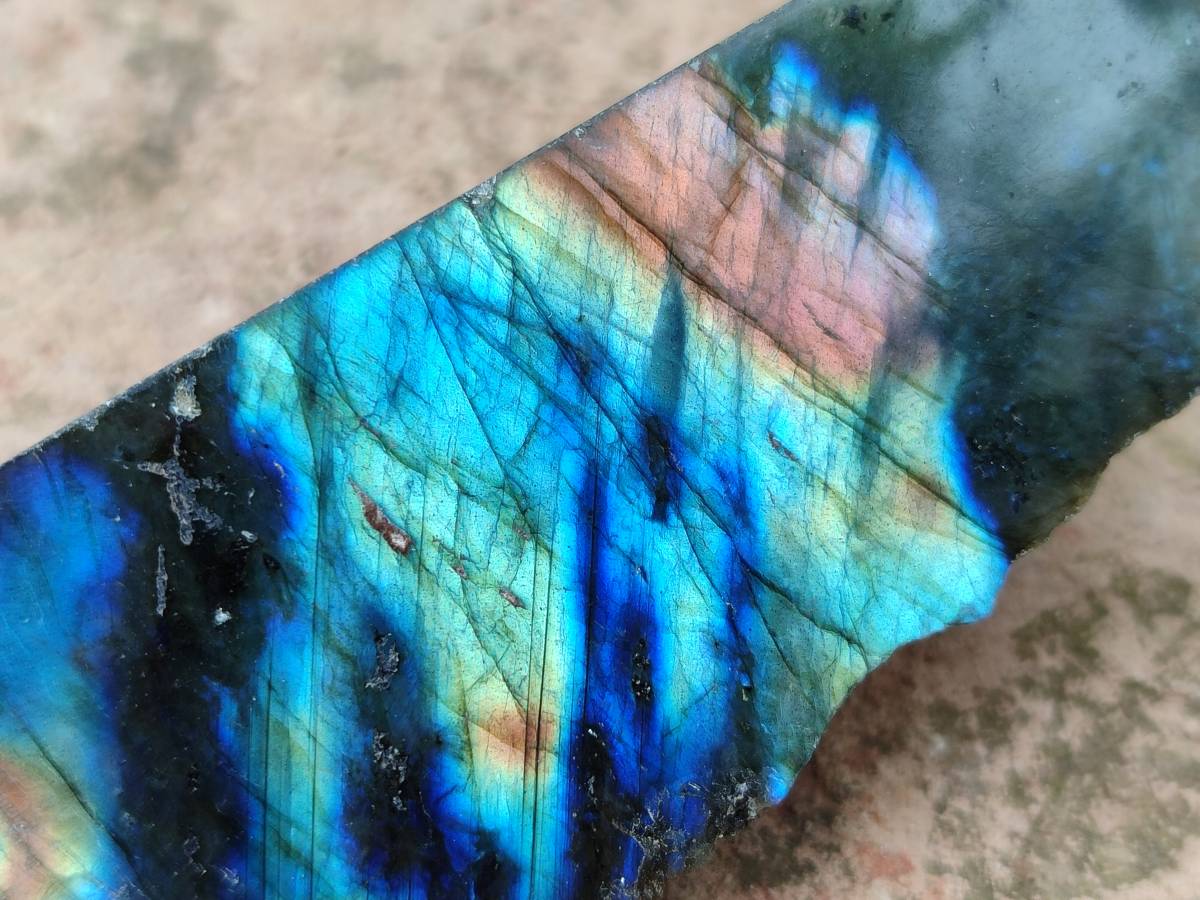 Polished On One Side Labradorite x 12 From Tulear, Madagascar - Toprock Gemstones and Minerals 