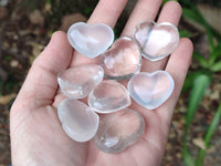 Polished Clear Quartz Hearts x 12 From Madagascar