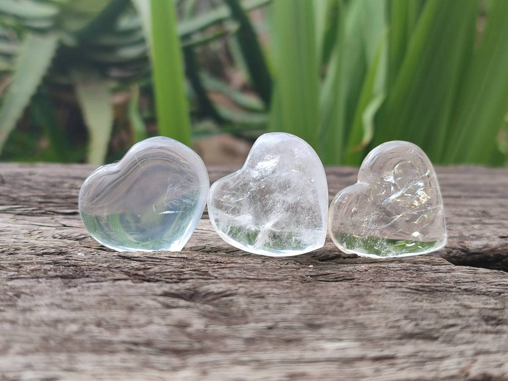 Polished Clear Quartz Hearts x 12 From Madagascar - Toprock Gemstones and Minerals 