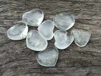 Polished Clear Quartz Hearts x 12 From Madagascar