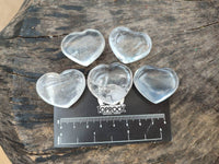 Polished Clear Quartz Hearts x 12 From Madagascar