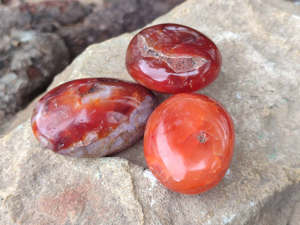Polished Carnelian Agate Gemstone Galets x 20 From Madagascar - Toprock Gemstones and Minerals 