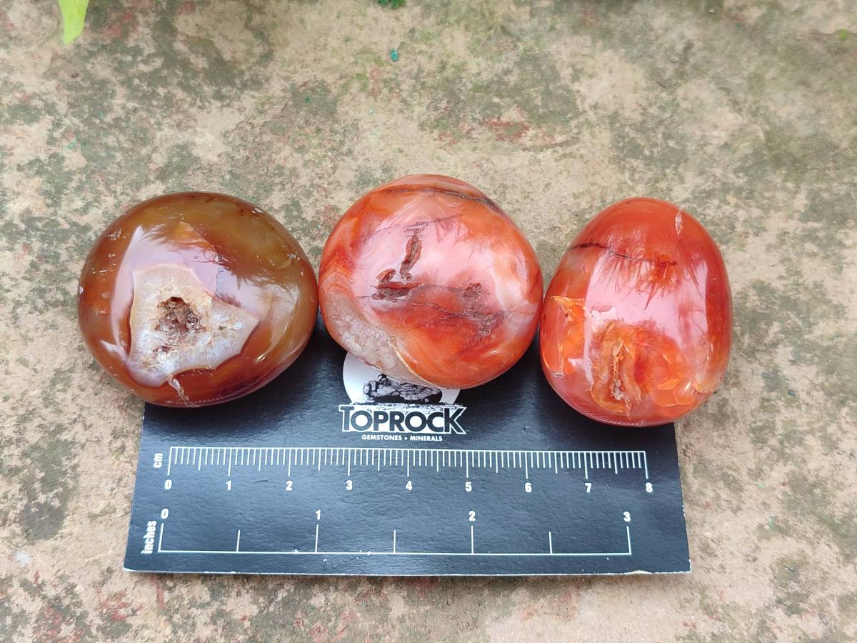 Polished Carnelian Agate Gemstone Galets x 20 From Madagascar - Toprock Gemstones and Minerals 