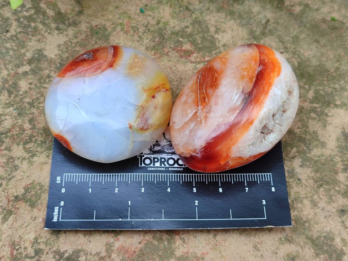 Polished Carnelian Agate Gemstone Galets x 20 From Madagascar - Toprock Gemstones and Minerals 