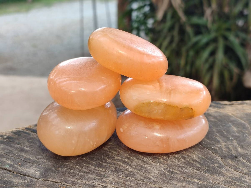 Polished Orange Twist Calcite Galets x 12 From Maevantanana, Madagascar - Toprock Gemstones and Minerals 